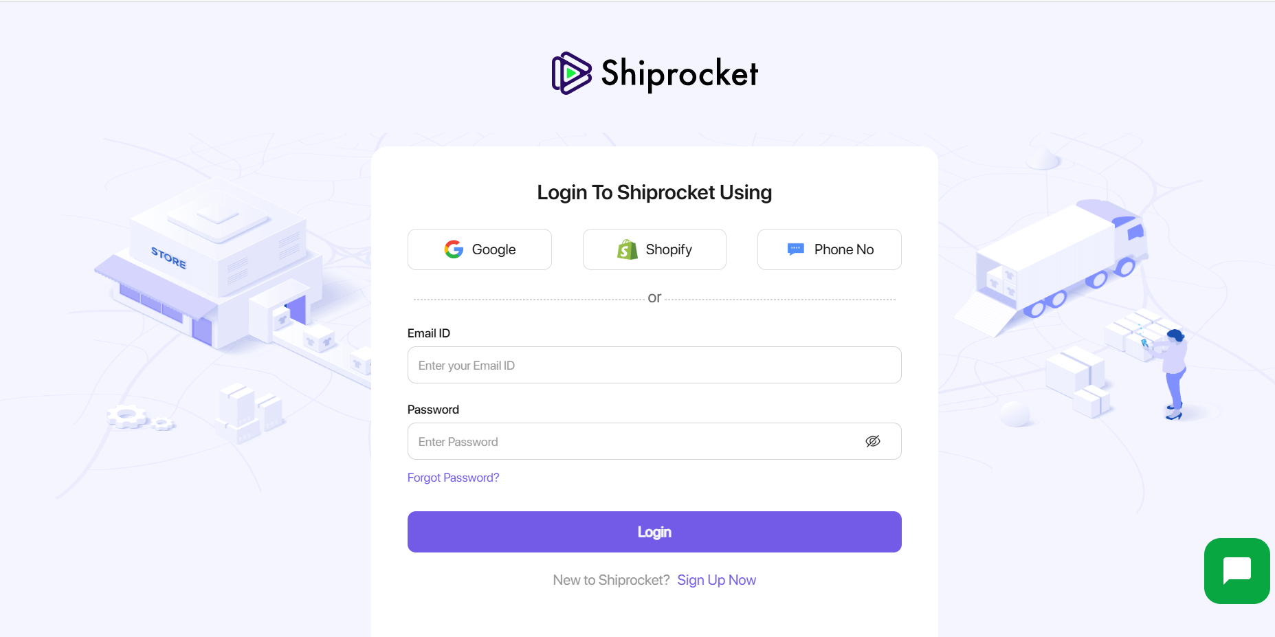 To log in to Shiprocket